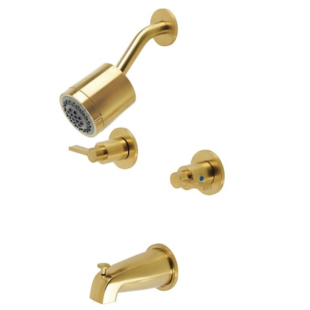 Kingston Brass Tub and Shower Faucet, Brushed Brass, Wall Mount KBX8147NDL